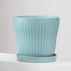 Color Garden Hot Sale Nordic Style Green Color Ceramic Indoor Garden Artificial Flower Pot With Saucer
