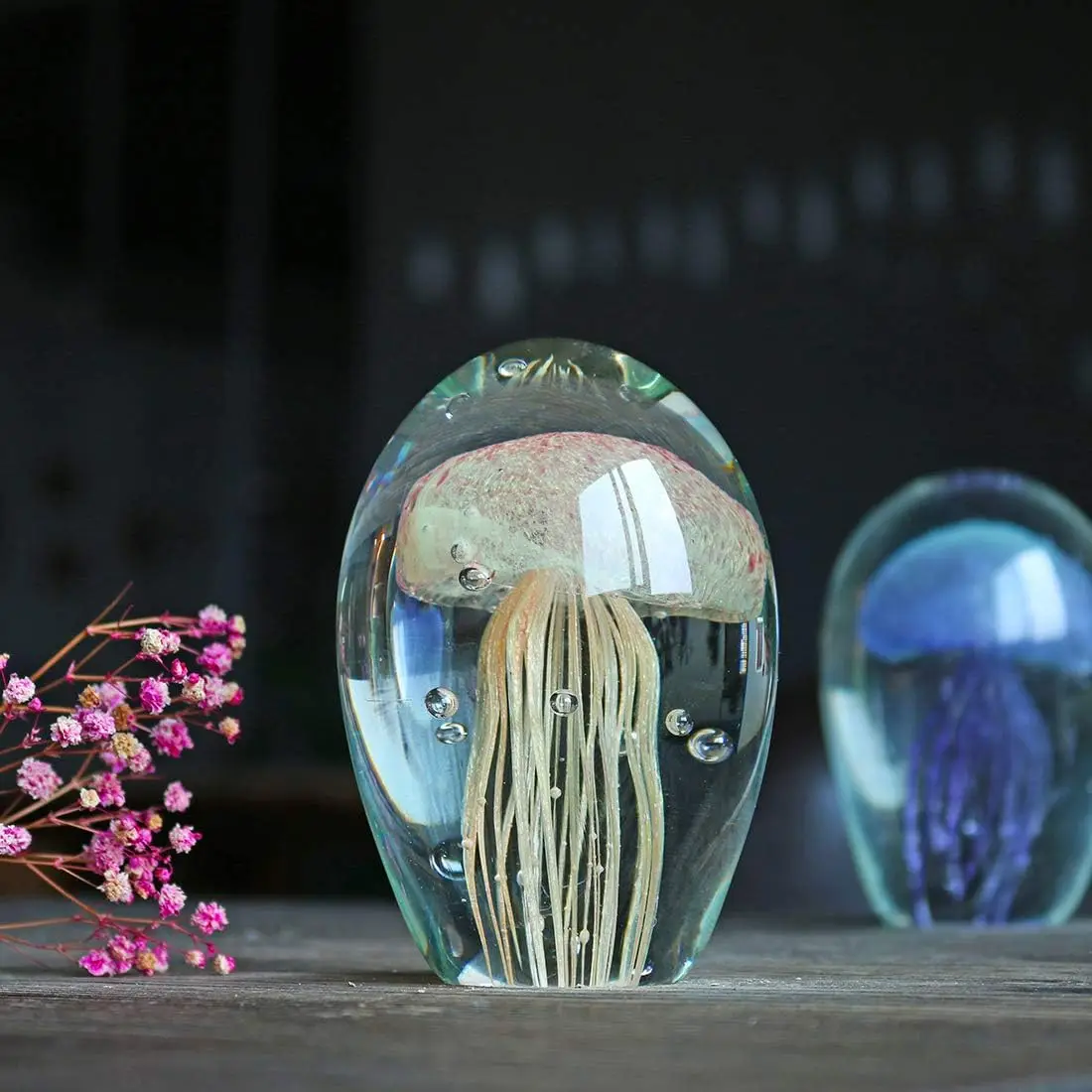 Blown Glass Jellyfish Figurines Collectibles Handmade Art Sea Animal ...