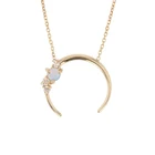 Jewelry Opal Gemnel Women Fashion Jewelry Moon Charm 925 Silver Opal Horn Necklaces