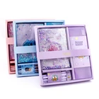 2022 Gift Pack Box Glitter Sequins Cover Purple Note Book And Pencil Case Set Stationery