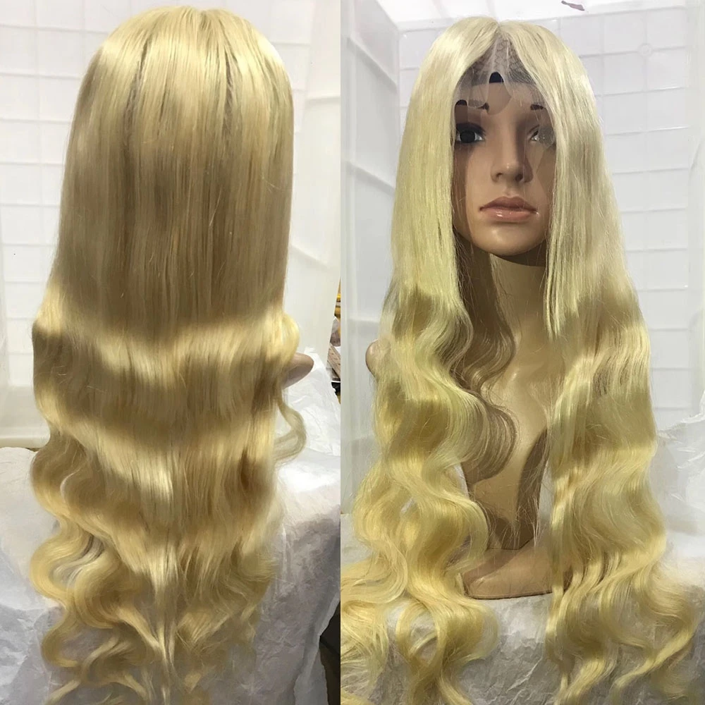 Wholesale Wigs 100% Human Hair Vendors, Pre Plucked Lacefront Blonde 613 30 Inches Deep Wave Wigs