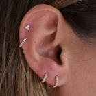 Silver Earrings 925 Silver Fashion Simple Triangle Diamond Ball Piercing Stud Earrings