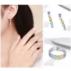Jewelry Set Colorful Heart Earrings Ring Bracelet Jewelry Custom Box Chain 925 Sterling Silver Heart Jewelry Set For Women