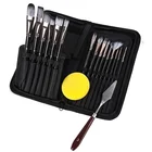 Artist 15Pcs Synthetic Nylon Hair Wood Handle Artist Paint Brush Set With Black Case