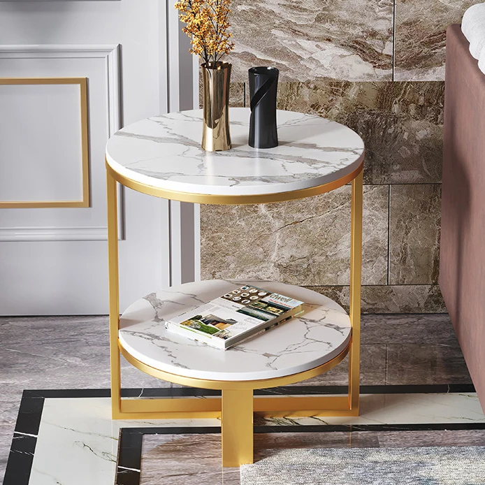 Designer furniture golden stainless steel rion round industrial bedroom round grey side table