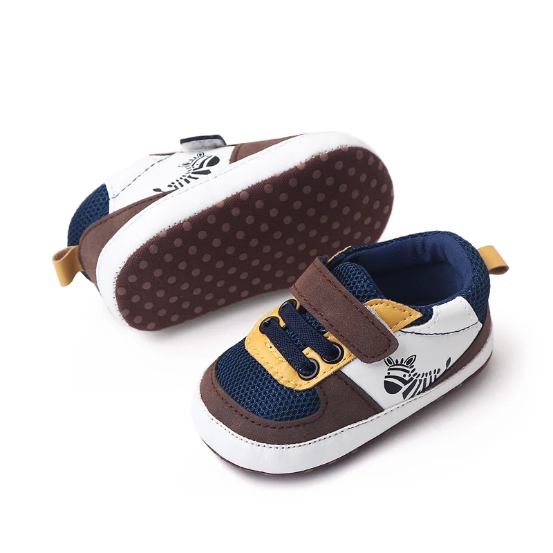 Spring and Autumn Cartoon zebra Leather Mesh Soft Sole Breathable Casual Infants Shoes for Boys supplier