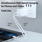 Iphone 18W Fast Charger ETL Dual USB Quick Charger Usb QC 3.0 USB Type-C PD Fast Charger For IPhone Samsung