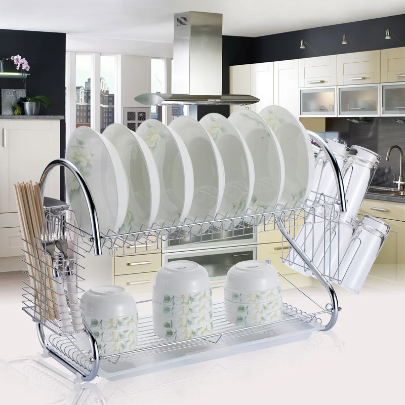 Good equality standing style large capacity dish plate rack drying holders storage for kitchen