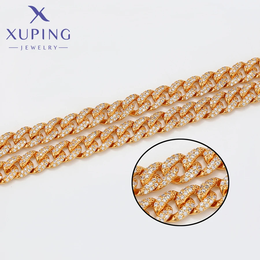 BFBnecklace-01656 xuping jewelry fashion circular zircon necklace elegant luxury simple thick chain snake necklace