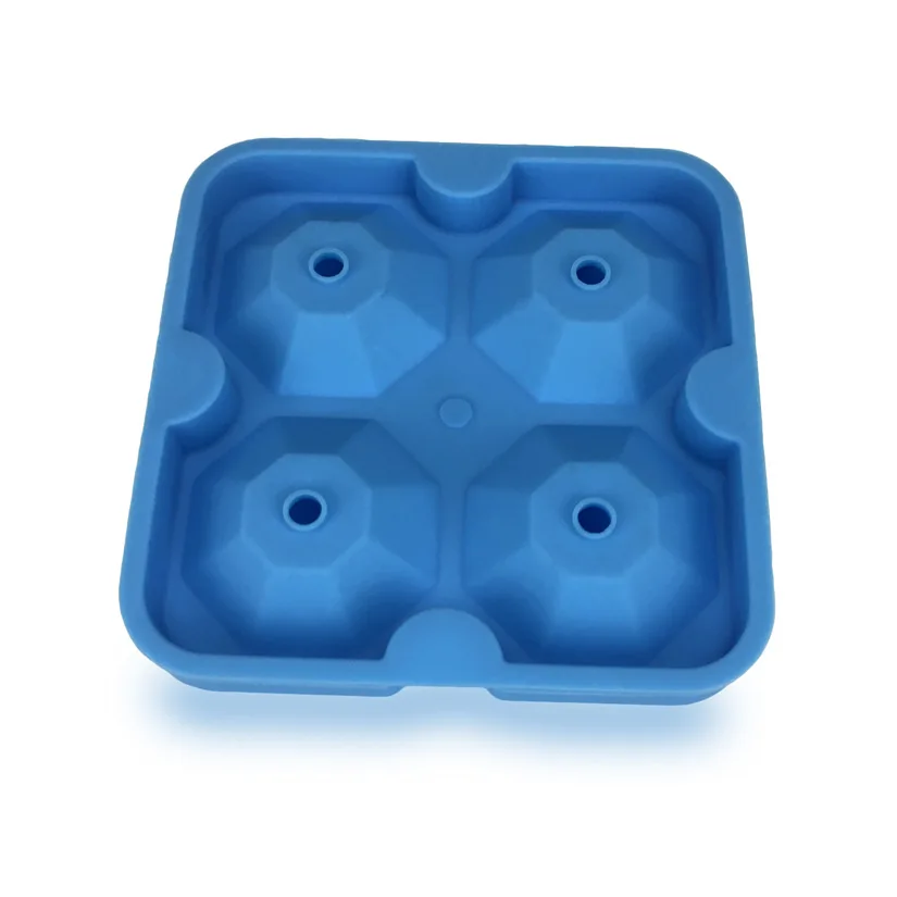 4 Cavities Square diamond ice cube mold free funnel silica gel ice mold with cover 4 hole Silicone Ice Trays DIY