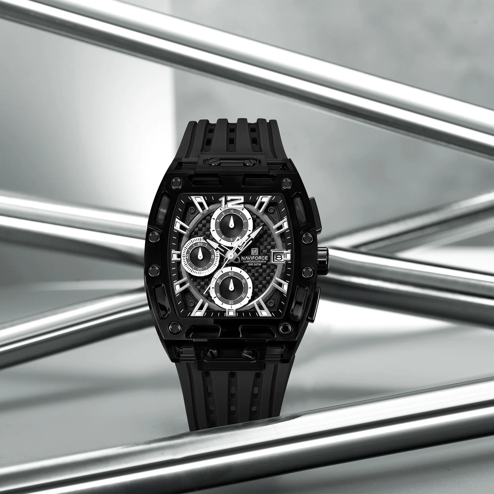 NAVIFORCE 7105新设计透明酒托手表男士石英表防水奢华运动户外蒙特霍姆