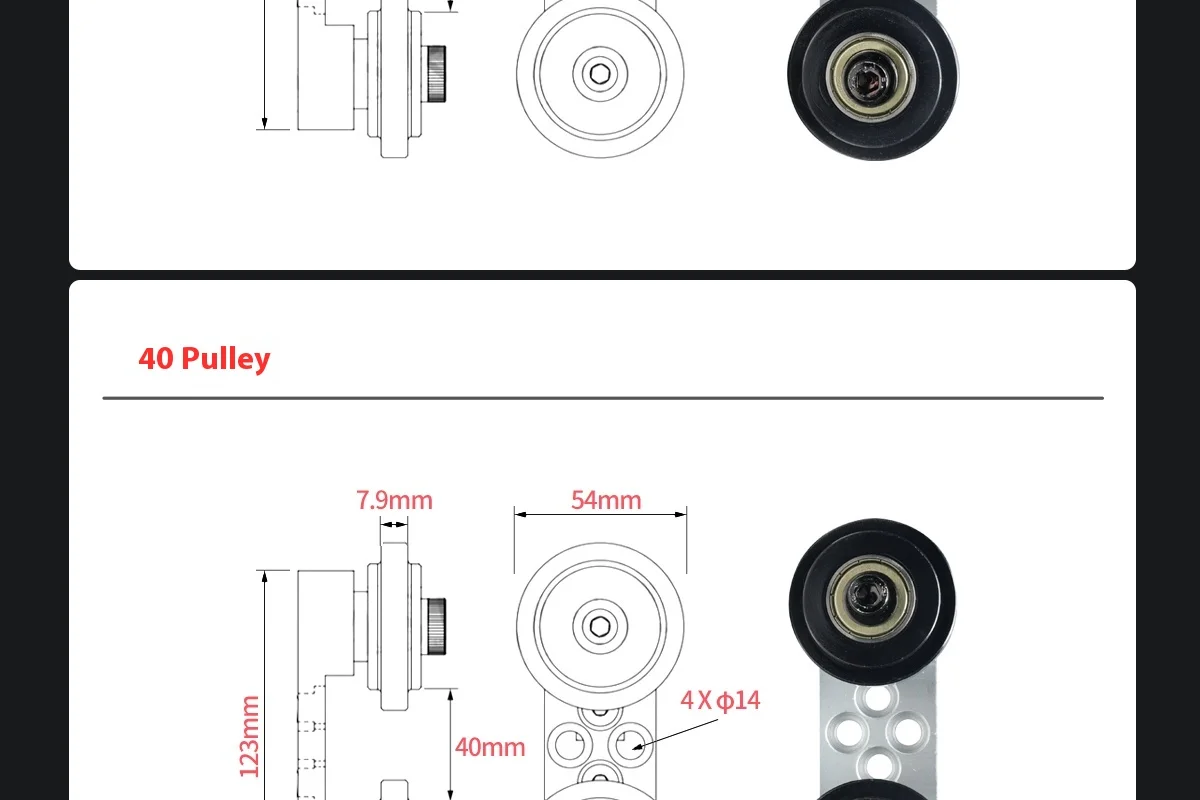 3D Printer Equipment Aluminum Frame Guide Rail Pulley Mobile Guide Wheel Accessory Bearing Pulley Assembly with Carton Packing details