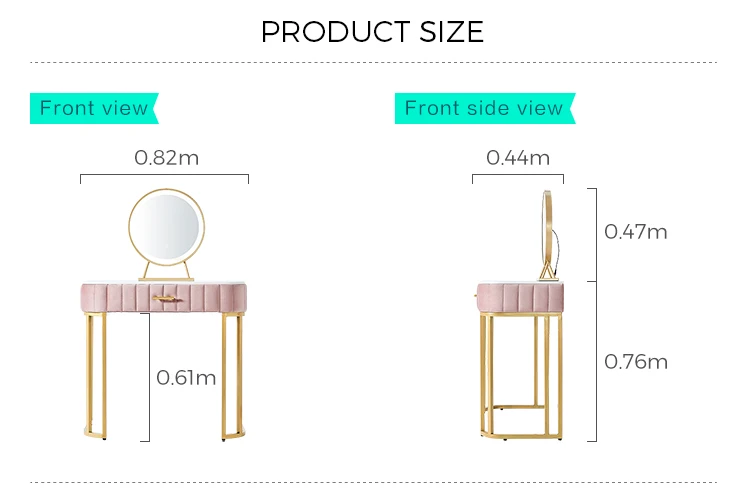 Linsy Modern Home Furniture Classic Professional Turkish Style Bedroom Velvet Dressing Makeup Table With Mirror LS172C1-A