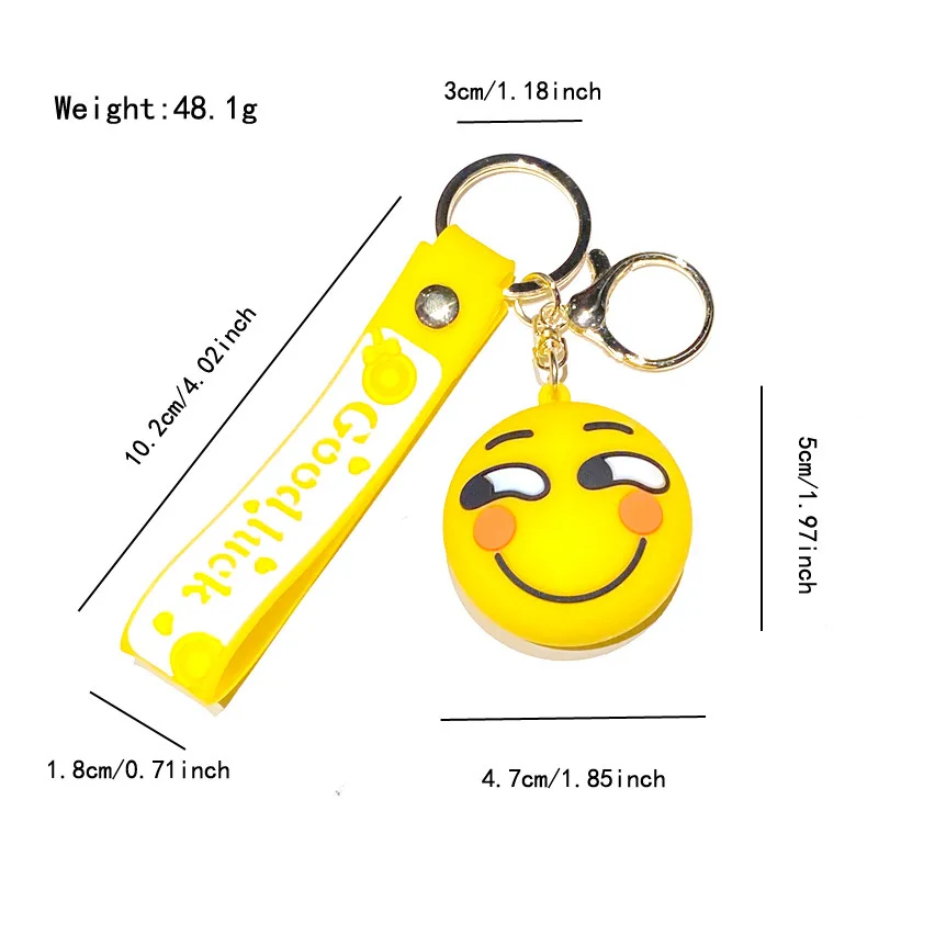 Emojio Creative 3D Cute Good Mood Expression Smile Key Chain Kawaii Cartoon Smile Happy Face Keychain