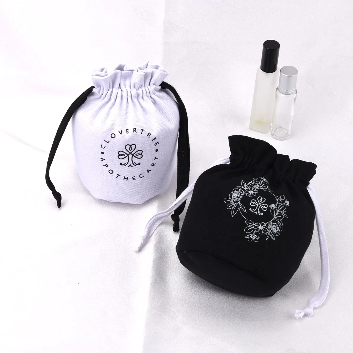 Hot Sale Round Bottom 8 OZ Canvas Candle Jar Packing Bag Drawstring Solid Cotton Gift Dust Bag For Candle
