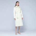Coat Huiquan Exquisite Women's Long Sleeved Winter Warm Notched Lapel Lamb Collar Loop Wool Coat