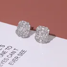 Gold Earrings Earringsgold New Style Diamond Jewelry Elegant Shiny 18k Gold Plated Square Stone Earrings