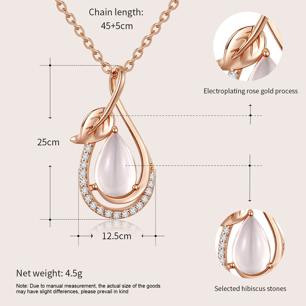 CDE YN1138 Design Patent Silver 925 Jewelry DIY Natural Rose Quartz Necklace Gemstone Rose Gold Plated Sterling Silver Necklace