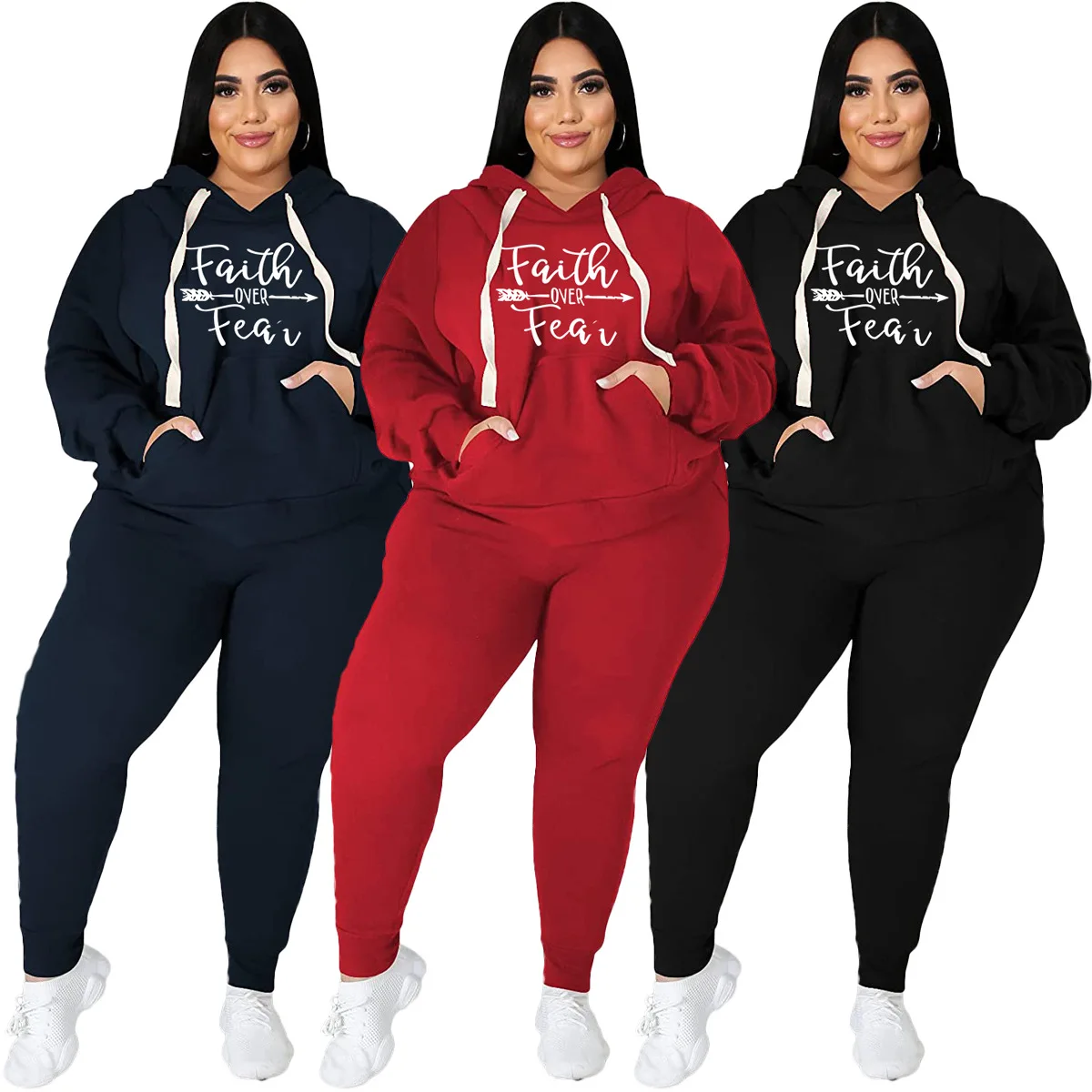 plus size red jogging suits