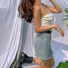 Custom Crop Stain Sleeveless Camisole 2021 Sexy White Pleated Women Wrap Cami Top
