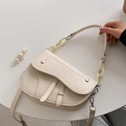 Handbag 2021 New Style Saddle Bag Simple Shoulder Handbag Black Pu Lady Crossbody Bag