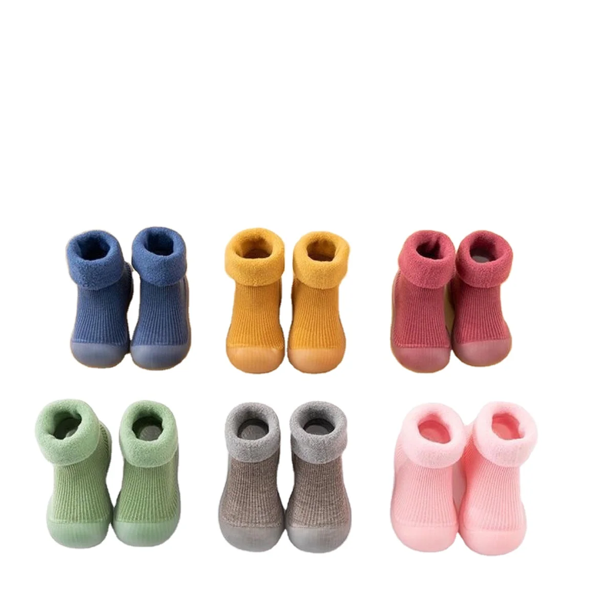 Autumn Winter Children's Warm Velvet Floor Socks Shoes Non-Slip Soft-Sole Toddler Shoes Baby Unisex Cotton Floral Fashion