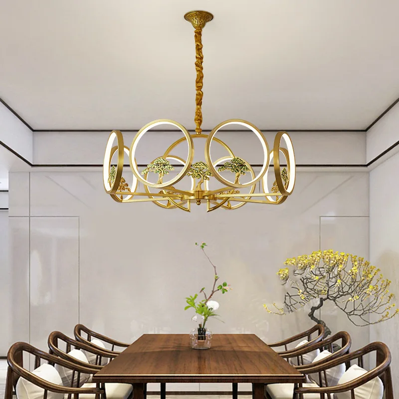 Modern chandelier steel Ring Hanging LED Pendant Lights wooden finish circle led pendant lamp