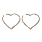 Alloy Hoop Earrings Heart-shaped Hypoallergenic Silvery Gold Alloy Large Hoop Bling Earrings