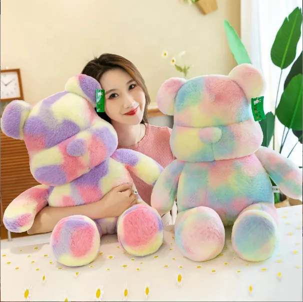 Creative new colorful bear doll plush toy cute violent bear girl pillow grasp machine doll wholesale stuffed animal soft toys