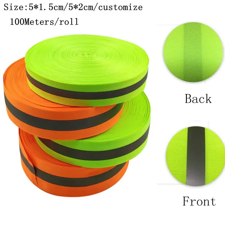 2cm Width Polyester High Brightness Ribbon Reflective Warning Webbing