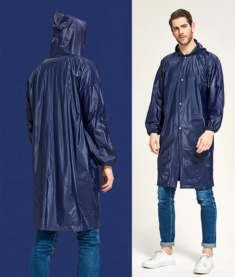 DD2176  Lightweight PVC Men Waterproof Raincoat Hooded Camouflage Green Cycling Long Poncho Travel Rain Jacket Coats Wear