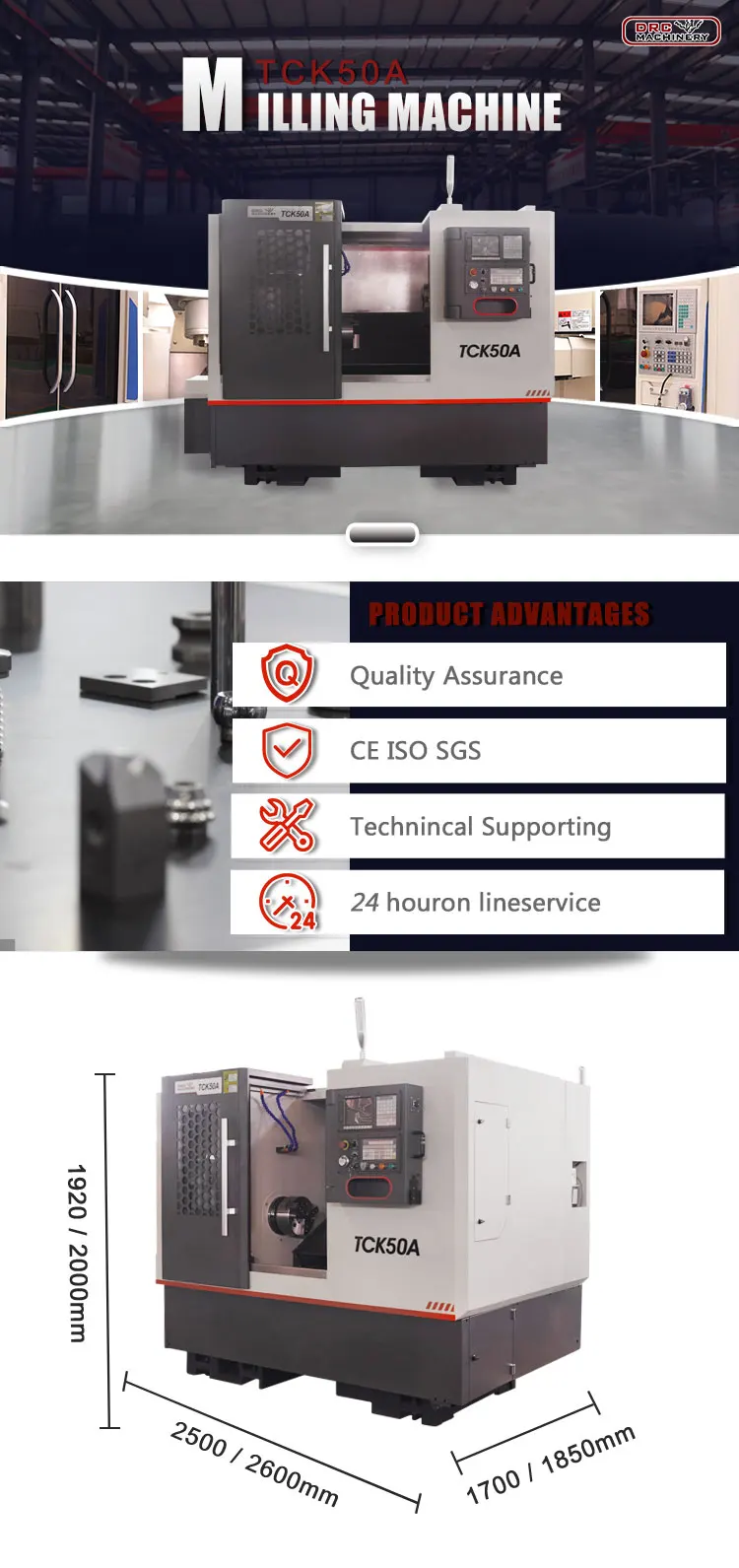 TCK50A GSK CNC system precision automatic turning center inclined bed CNC lathe cutting turbine automotive maintenance lathe