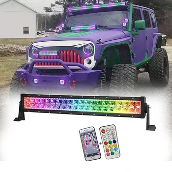 Wholesale 22Inch Straight RGB Light Bar With Chasing Strobe Mode Color Changing 12 Volt Light Bars App&remote Control