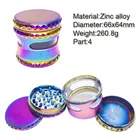 Cigarette GZ336604 Zinc Alloy 65mm 4 Layers Metal Tobacco Cigarette Herb Weed Drum Rainbow Grinder
