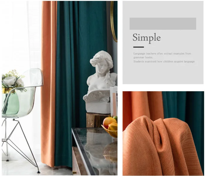 Northern Europe simple solid color curtain fabric blackout and sun-resistant for living room custom