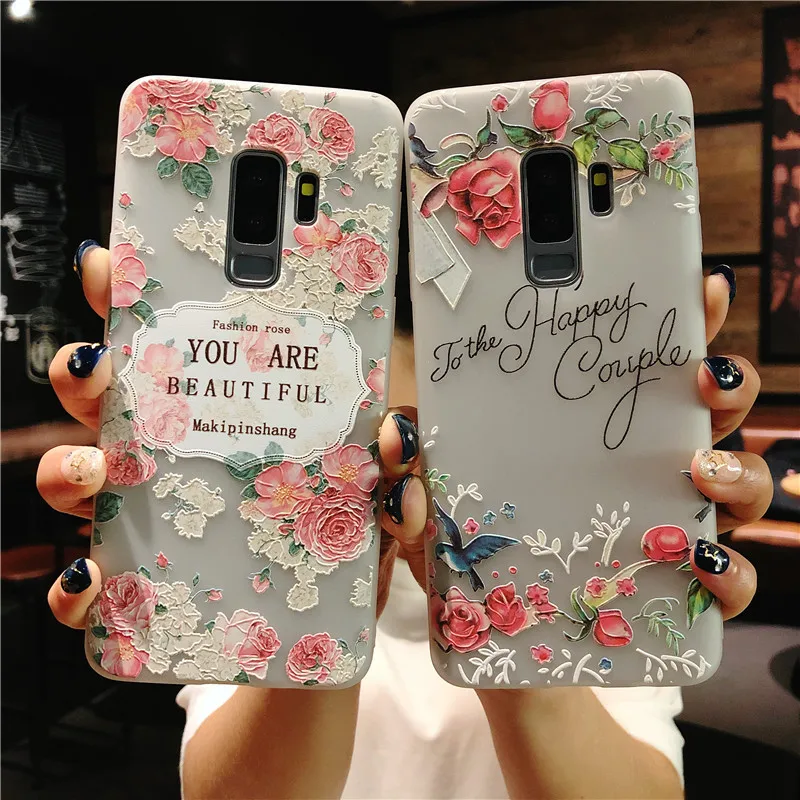 Lovely Fowers Amocase Cute Floral Case with 2 in 1 Stylus for Samsung Galaxy S10 Plus,Stylish Ultra Thin Sweet Flowers Soft Rubber Silicone TPU Shockproof Anti-Scratch Flexible Clear Case 
