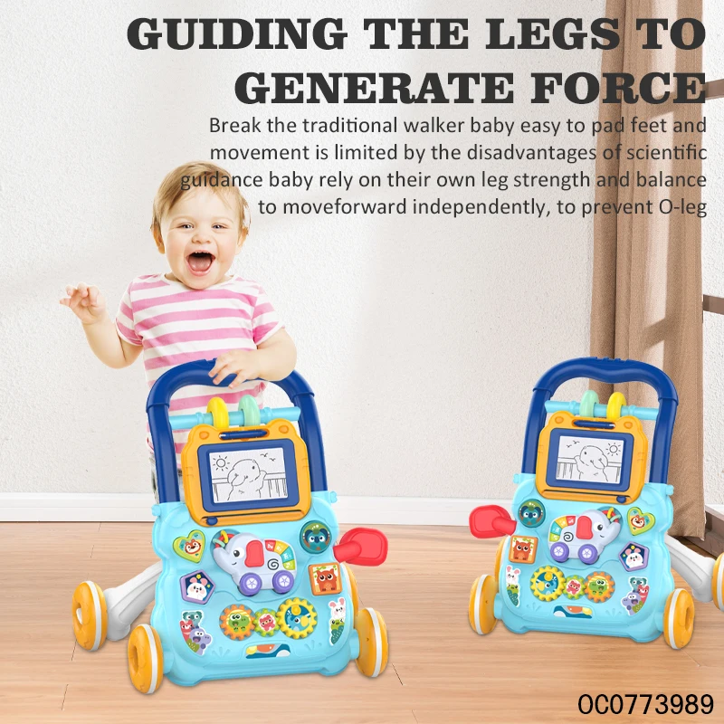 Learn to walk toy high quality baby walker with wheels with music with drawing board