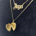 Heart Pendant Gold Love Heart Angel Pendant 3 Layer Necklace