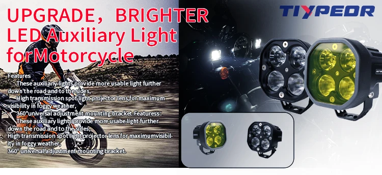 product tiypeor 40w ip68waterproof cnc aluminum brighter auxiliary fog motorcycle driving led spotlight headlight for off road atv utv-2