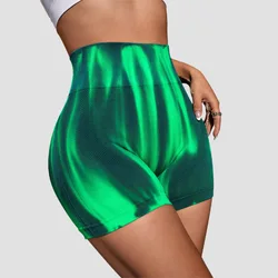 New High-Waisted Hip Lift Running Tight Exercise Shorts Aurora Seamless Tie Dye Yoga Shorts Women Manufacturer