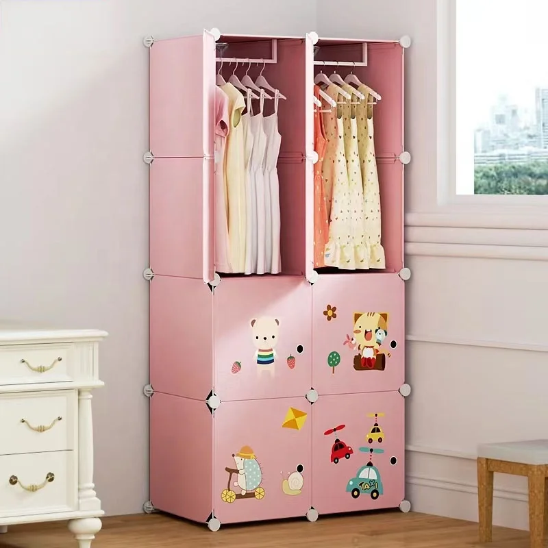 Children's small closet short Small bedroom household hanging low closet wide cabinet