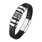 Bracelet Leather Fashionable Retro New Matte Clasp Mens Stainless Charm Bracelet Leather
