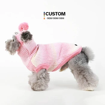 Custom Multi-Colored Acrylic Pet Hoodie Puppy Sweater Sustainable and Solid Pattern for Winter and Spring Small Animals