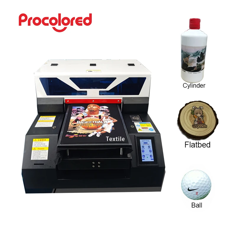 Procolored A4 A3 Multifunction Flatbed Uv Dtg T Shirt Printer Ball Case Bottle Print Machine - Buy Uv Printer Dtg Printer,Multifunction Led Flatbed Uv Printer A3 Automatic Dtg