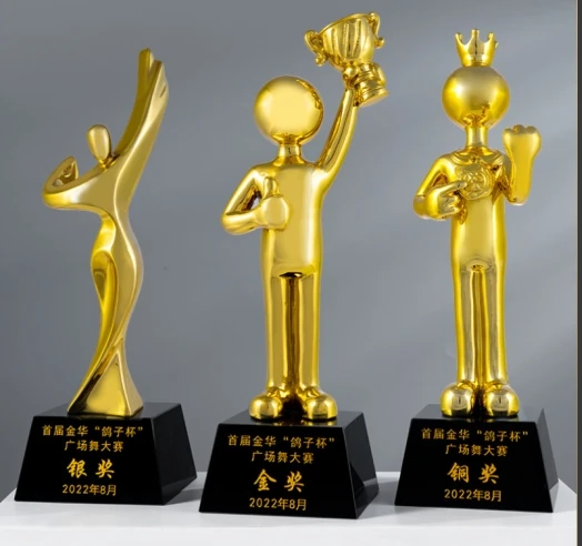 product jy wholesale customizable logo gold plating resin dancing girl dancer trophy awards souvenir with gift box-3