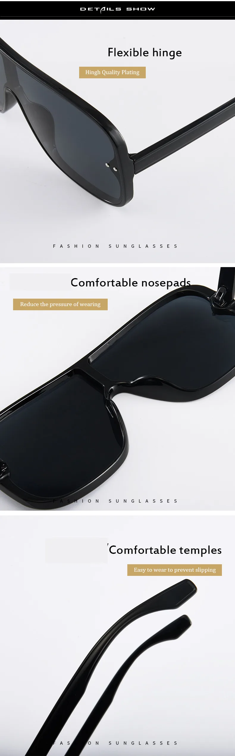 Vintage Gradient Sunglasses Men Large Frame Fashion Women Sun Glasses