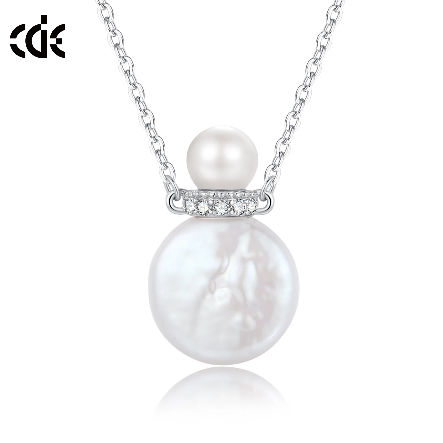 CDE YN1093 925 Sterling Silver Jewelry Necklace Wholesale Drop Water Shape Pearl Pendant Rhodium Plated Women Necklace