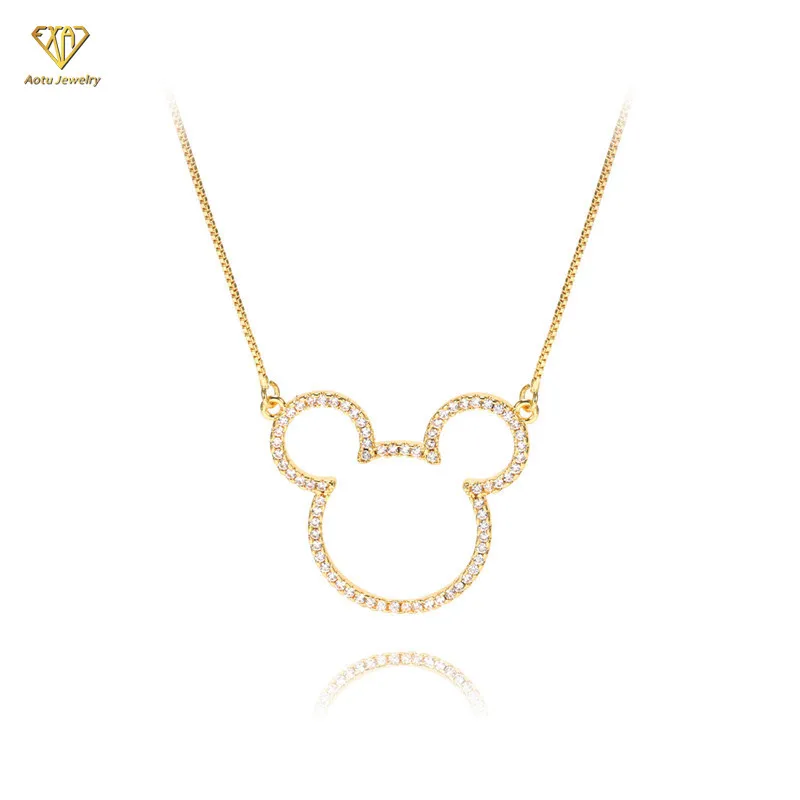 Gold Plated Necklace Minnie Mickey 