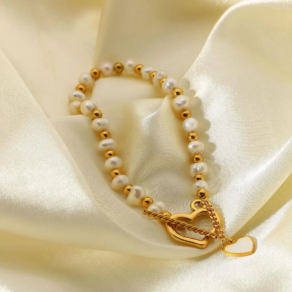 Women Bracelet Baroque Freshwater Pearl Bead Design Clasp Bracelet