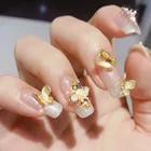 Nail KB 3D Gold Sliver Black Rose Gold Metal Butterfly Nail Alloy For Nail Art Decoration